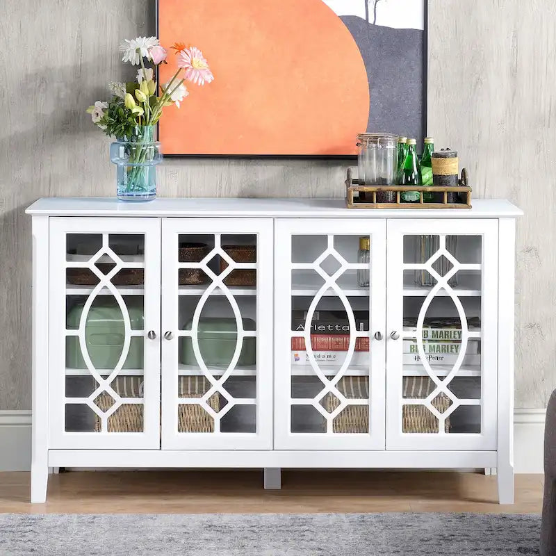 Wood Accent Sideboard Buffet Serving Storage Cabinet