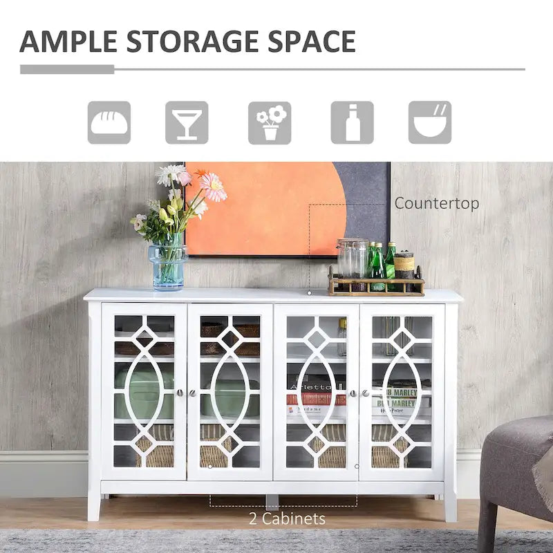 Wood Accent Sideboard Buffet Serving Storage Cabinet