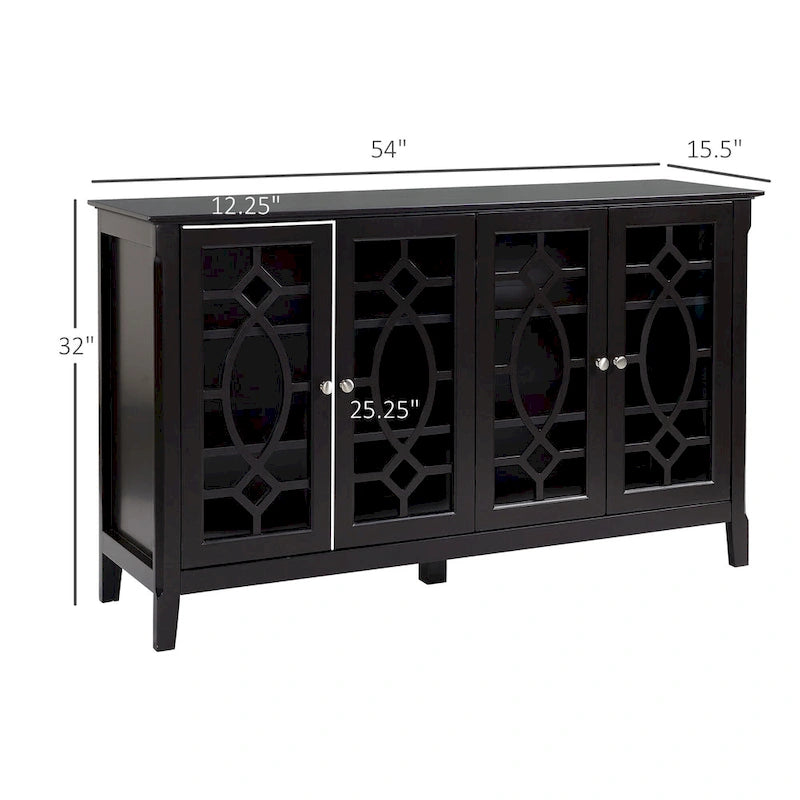 Wood Accent Sideboard Buffet Serving Storage Cabinet