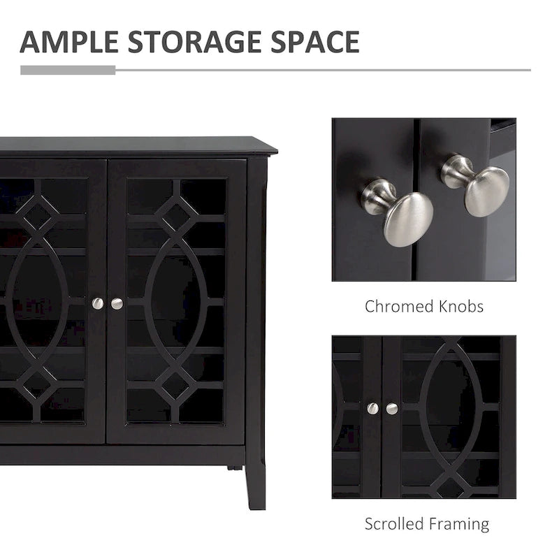 Wood Accent Sideboard Buffet Serving Storage Cabinet