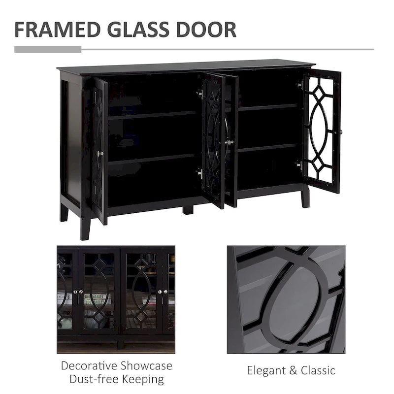 Wood Accent Sideboard Buffet Serving Storage Cabinet