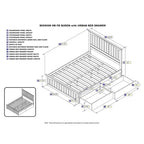 Mission Queen Platform Bed with Matching Foot Board with 2 Urban Bed Drawers in White