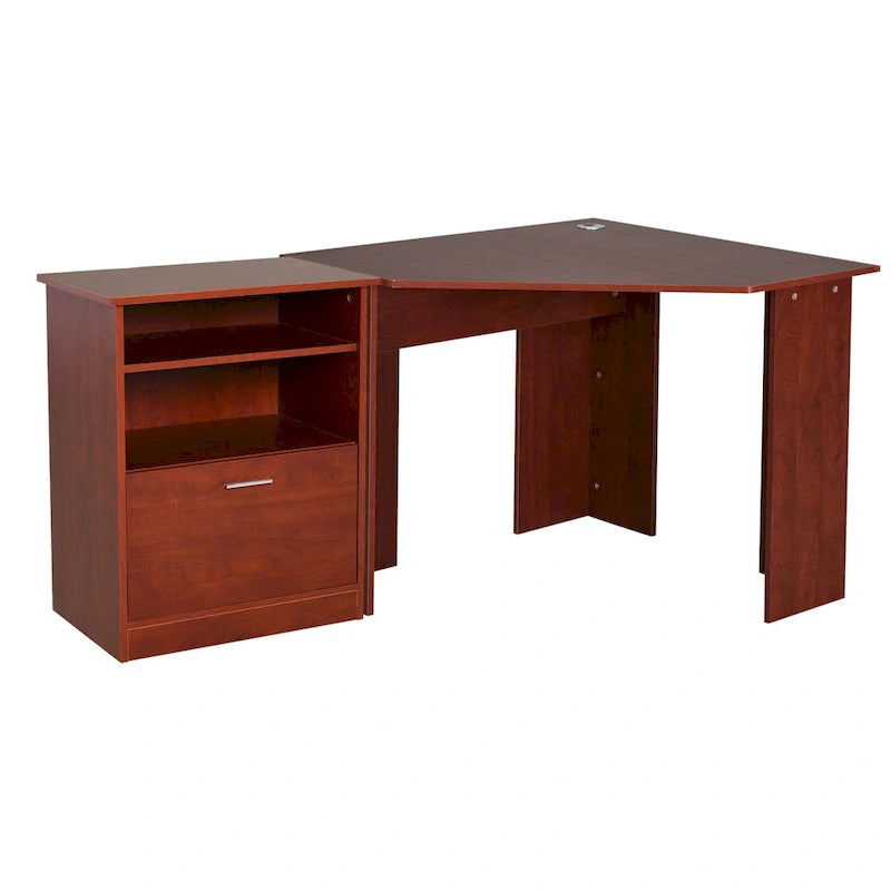 HOMCOM Computer Desk with Printer Cabinet, L-Shaped Corner Desk with Storage, Study PC Workstation for Home Office
