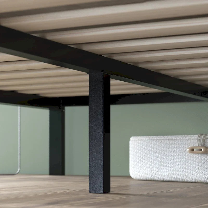 Priage by ZINUS Black Metal Platform Bed Frame with Headboard