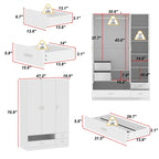 Wardrobe & Desk Ensemble - Space-Saving Bedroom Set Make Vanity Table