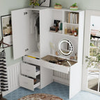 Wardrobe & Desk Ensemble - Space-Saving Bedroom Set Make Vanity Table