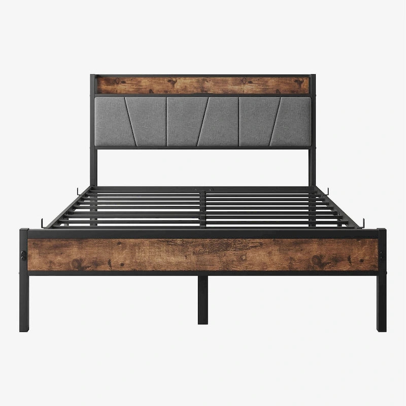 Full Size Bed Storage Headboard with Charging Station