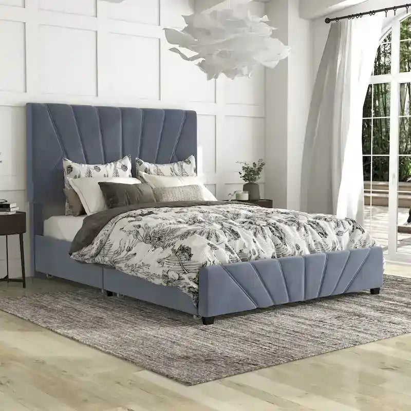 Rhiv Art Deco Upholstered 4-drawer Storage Bed by Furniture of America
