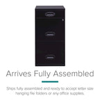 Space Solutions 18in. Deep 3 Drawer Metal Organizer File Cabinet with Pencil Drawer, Black