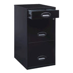 Space Solutions 18in. Deep 3 Drawer Metal Organizer File Cabinet with Pencil Drawer, Black