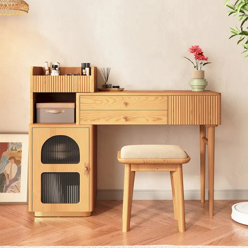 JASIWAY Vanity Makeup Table with 3 Drawers