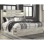 Cambeck Whitewash Panel Bed With 2 Under Bed Storage Drawers
