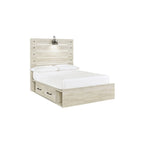 Cambeck Whitewash Panel Bed With 2 Under Bed Storage Drawers