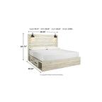 Cambeck Whitewash Panel Bed With 2 Under Bed Storage Drawers