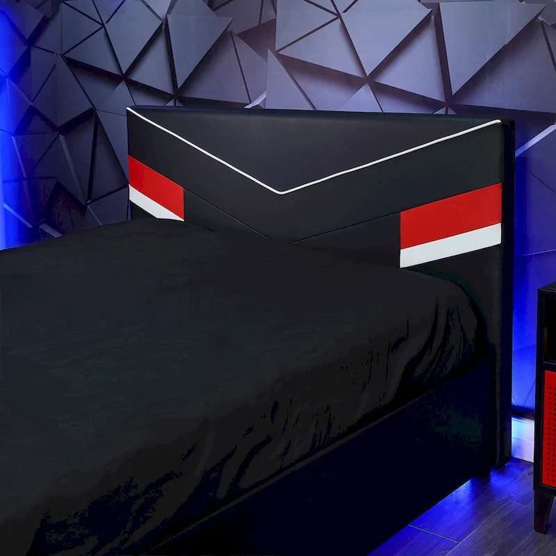 X Rocker Orion eSports Gaming Bed Frame with TV Mount, Black/Red, Twin