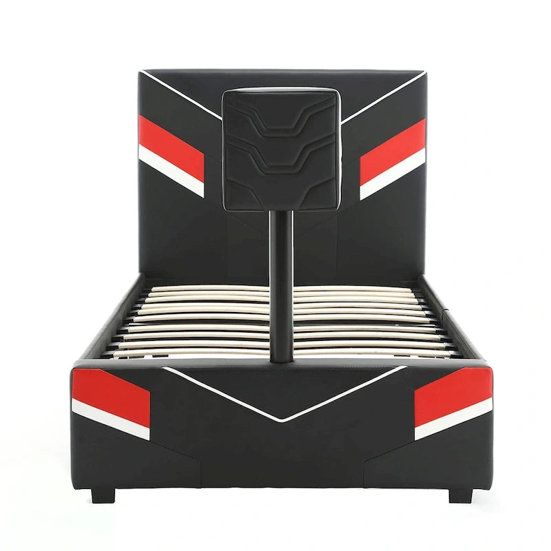 X Rocker Orion eSports Gaming Bed Frame with TV Mount, Black/Red, Twin