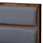Strick & Bolton Mori Contemporary Grey Fabric and Walnut Wood Storage Bed