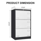 Metal Lateral 3 Drawer File Cabinet with Lock