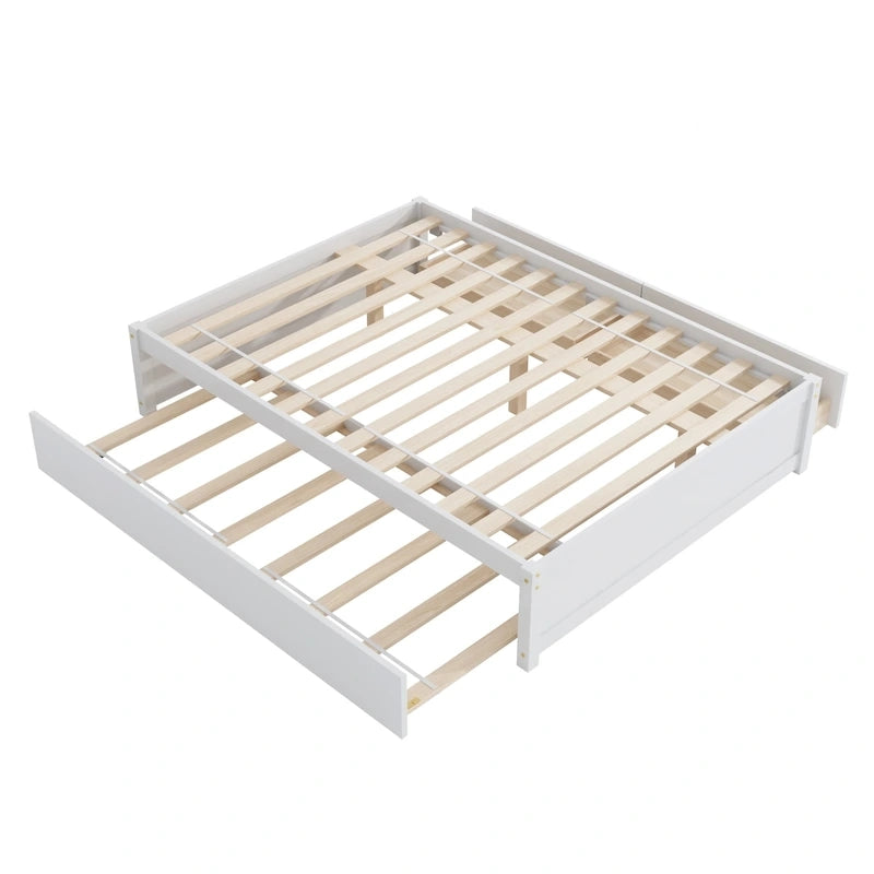 Full Bed With Twin Size Trundle And Two Drawers