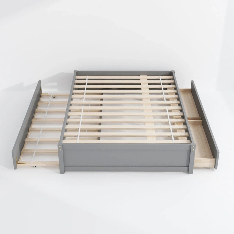 Full Bed With Twin Size Trundle And Two Drawers