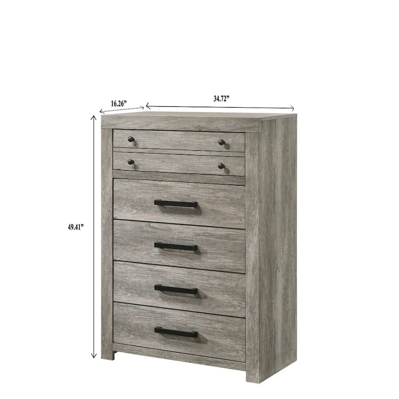 Perrine 6 Piece Gray Platform Bedroom Set