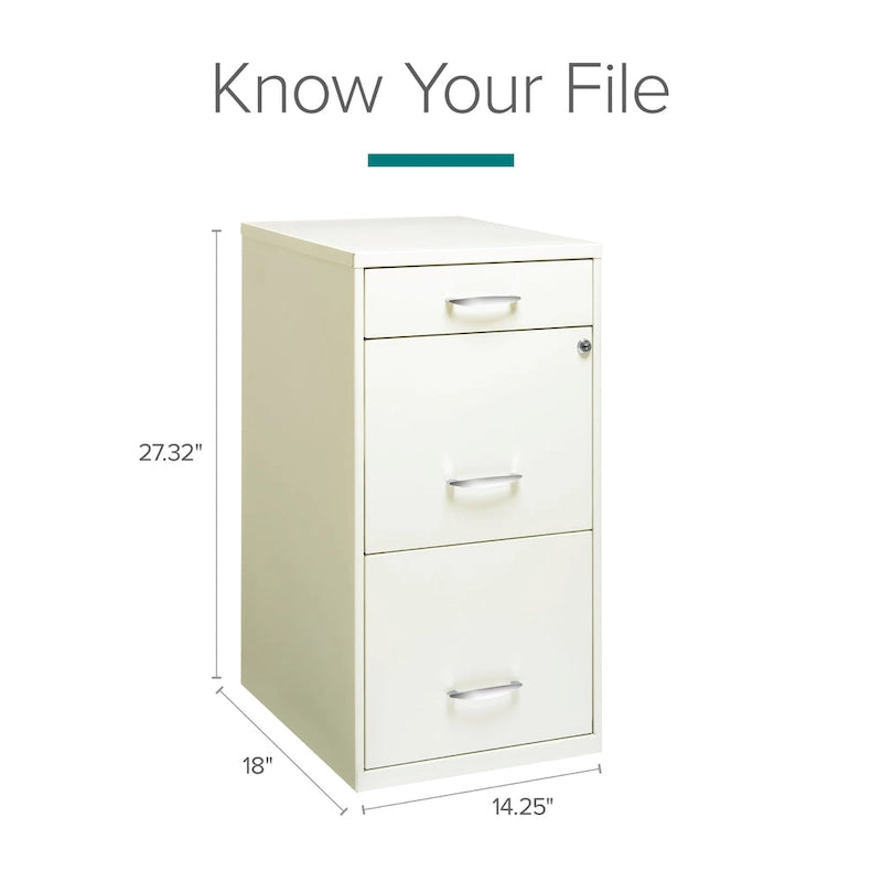 Space Solutions 18 Deep 3 -drawer Organizer File Cabinet, Off-White