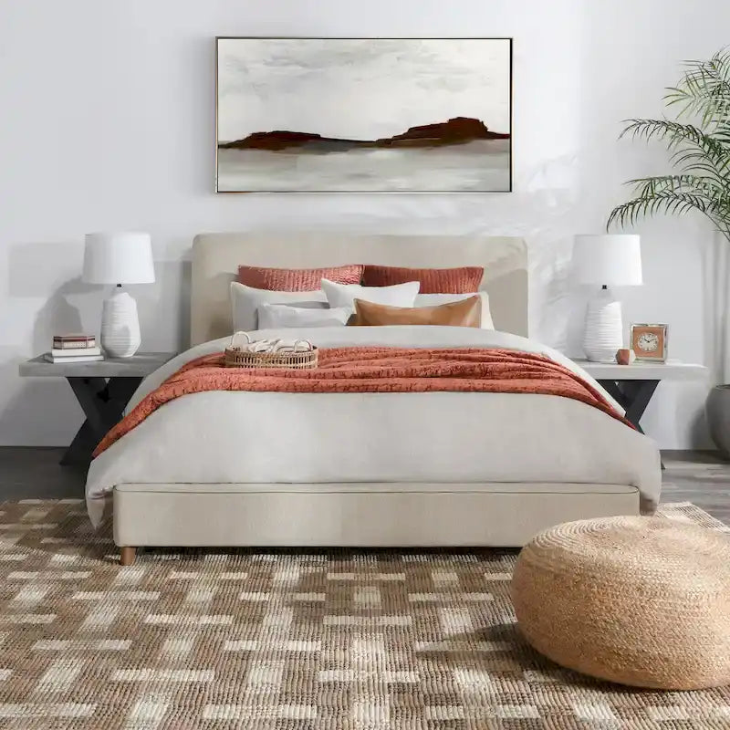 Classic Home Tate Upholstered Bed in Cream