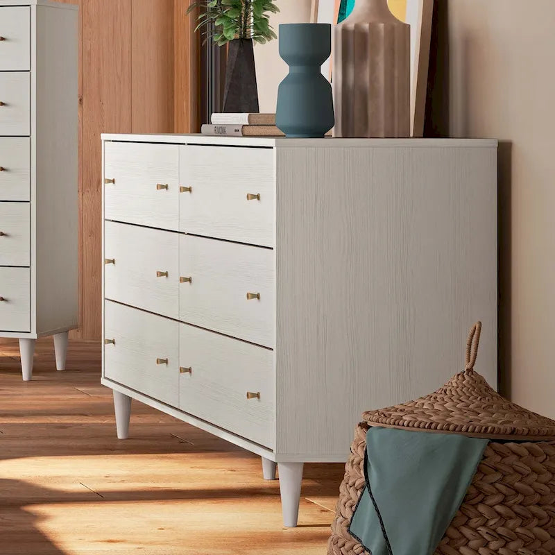 Mid-Century Modern 6-Drawer Solid Wood Dresser