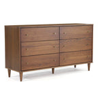 Mid-Century Modern 6-Drawer Solid Wood Dresser
