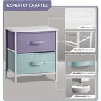 2 Drawer Bedside Nightstand End Table Bedroom Dresser, Pastel Colors