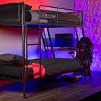 X Rocker Armada Twin Gaming Bunk Bed with Built-In Gaming Desk, Black