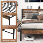 Industrial Metal Bed Frame Charging Station Mattress Foundation