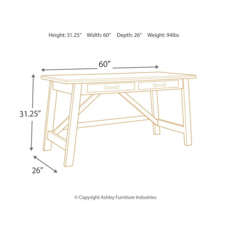 Baldridge Rustic Brown Home Office Large Leg Desk