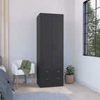 TUHOME St Monans Armoire with French Doors and 2 Drawers - N/A