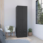 TUHOME St Monans Armoire with French Doors and 2 Drawers - N/A