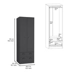TUHOME St Monans Armoire with French Doors and 2 Drawers - N/A