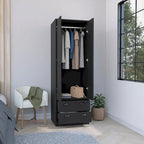 TUHOME St Monans Armoire with French Doors and 2 Drawers - N/A