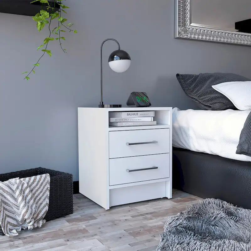 Modern 2-Drawer Nightstand End Table