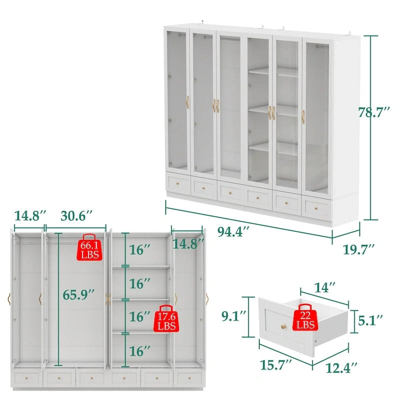 Multi-Unit Wardrobe Versatile Storage Solutions Armoires Cabinet White