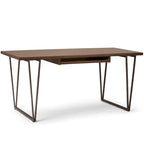 WYNDENHALL Travis SOLID WOOD Modern Industrial 66 inch Wide Writing Office Desk in Natural Aged Brown