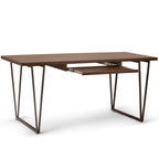 WYNDENHALL Travis SOLID WOOD Modern Industrial 66 inch Wide Writing Office Desk in Natural Aged Brown