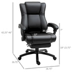 Vinsetto Executive Home Office Chair Padded High Back PU Leather Recliner with Retractable Footrest, Adjustable Height, Black