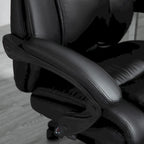 Vinsetto Executive Home Office Chair Padded High Back PU Leather Recliner with Retractable Footrest, Adjustable Height, Black