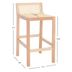 SAFAVIEH Carry Low Back Cane Counter Stool - 16 W x 19 D x 31 H - 16Wx19Dx31H