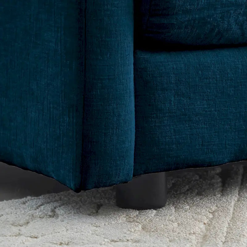 4 - Piece Upholstered Sectional Sofa with Ottoman Blue