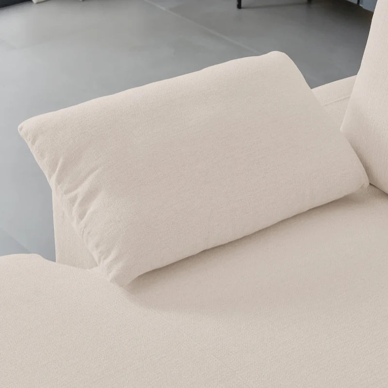 L-Shaped linen sectional sofa with right chaise(left-facing chaise),Beige