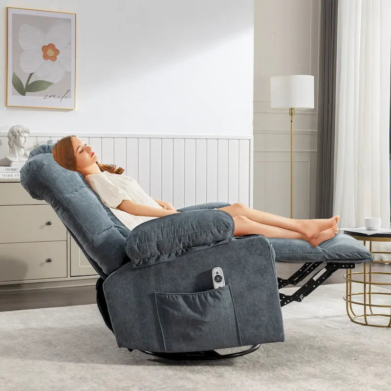 Massage Rocker Recliner Chair Rocking Chairs for Adults Oversized with 2 Cup Holders, USB Charge Port Soft Features a Manual Mas