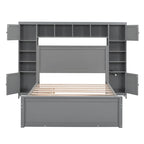 Full Size Wooden Bed With All-in-One Cabinet and Shelf, Espresso