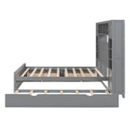 Full Size Wooden Bed With All-in-One Cabinet and Shelf, Espresso