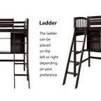 Twin size Loft Bed with Storage Shelves, Desk and Ladder